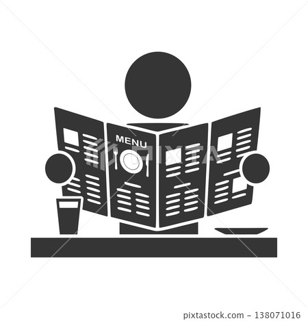 人物剪影圖標,人物正在查看選單 人物剪影圖標,人物正在查看選單 138071016