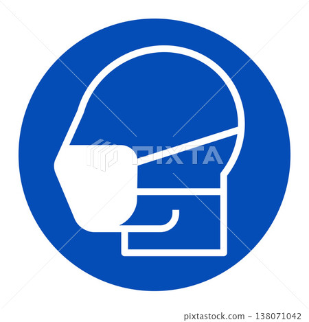 Face mask icon, Medical protective mask must be worn in this area, Please wear face mask sign 138071042