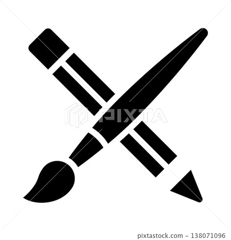 Pencil and paintbrush icon. Artist sign. Painter concept. Art and creativity symbol. Pencil and paintbrush icon. Artist sign. Painter concept. Art and creativity symbol. 138071096