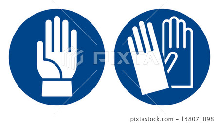Protective gloves sign set. Construction gloves and surgical gloves symbols Protective gloves sign set. Construction gloves and surgical gloves symbols 138071098