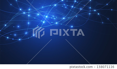 Abstract modern big data design background with flowing particles. Digital future technology communication concept. Vector illustration 138071116