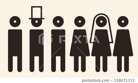 Marriage sign. Wedding symbol. Illustration of bride and groom. Marriage sign. Wedding symbol. Illustration of bride and groom. 138071153