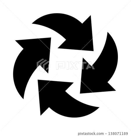 Four circle arrows in a round rotating circular motion flat vector icon for apps and websites 138071189
