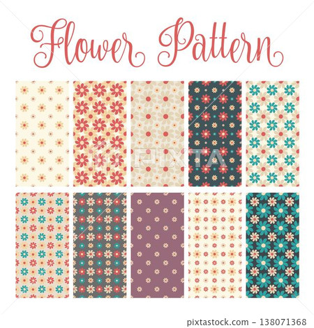 Retro Daisy Flower Pattern Set, Vintage Boho Floral Seamless Background Digital Paper, Groovy Multi Color Daisy Repeat Print, Fabric Textile Surface Pattern Design Retro Daisy Flower Pattern Set, Vintage Boho Floral Seamless Background Digital Paper, Groovy Multi Color Daisy Repeat Print, Fabric Textile Surface Pattern Design 138071368