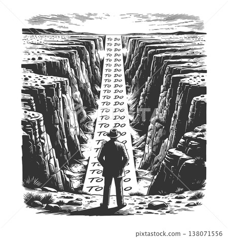 Overwhelming To Do List Stretching Across Canyon 138071556