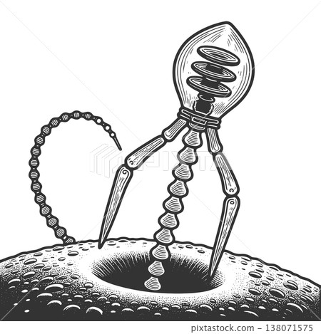 Surreal Lightbulb Machine Drilling Into Ground Surreal Lightbulb Machine Drilling Into Ground 138071575