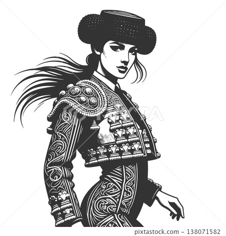Woman Ornate Matador Costume raster illustration Woman Ornate Matador Costume raster illustration 138071582