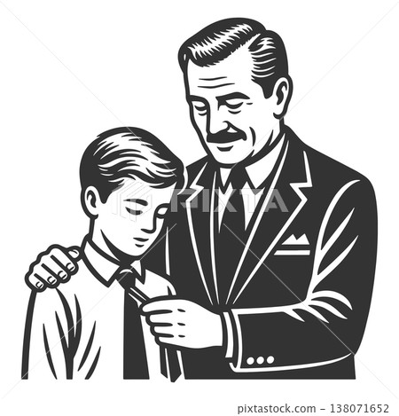Father Teaching Teenage Son to Tie Necktie Father Teaching Teenage Son to Tie Necktie 138071652