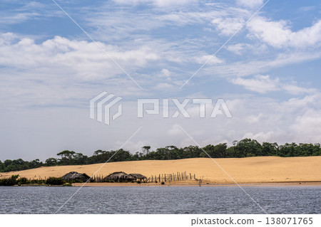 Dunes and lagoons of Vassouras, Lencois Maranhenses, Barreirinhas, Brazil. White sand dunes with pools of fresh water 138071765