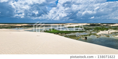 Buggy tour in the lagoon on the Funil Dune, Tatajuba Beach at Camocim, Jericoacoara, Ceara in Brazil 138071822