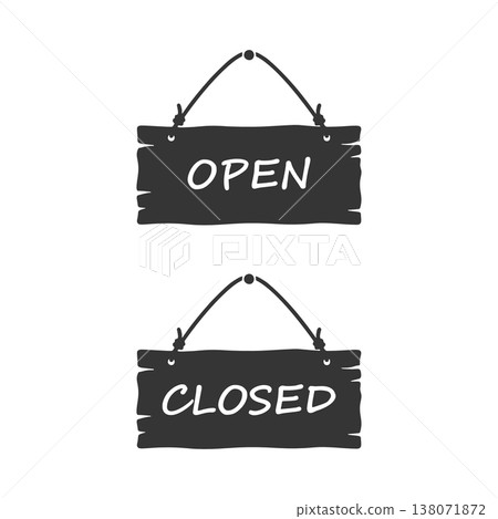 OPEN/CLOSED door plate with silhouette icon 138071872