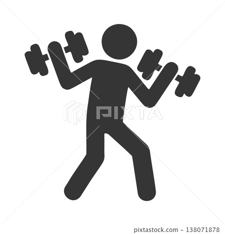 Silhouette icon of a person exercising with dumbbells 138071878