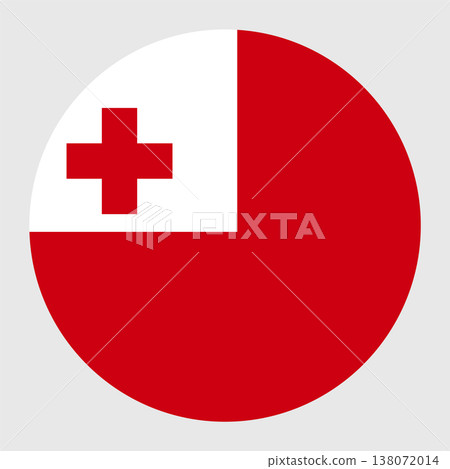 Circular vector illustration of the Tonga flag, isolated on grey background. Circular vector illustration of the Tonga flag, isolated on grey background. 138072014