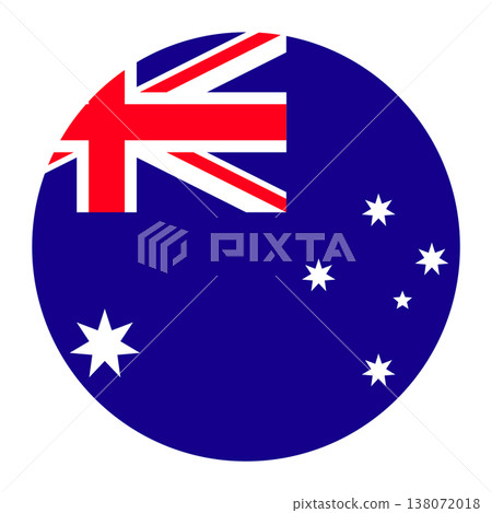 Circular vector illustration of the Australian flag, isolated on white background. Circular vector illustration of the Australian flag, isolated on white background. 138072018