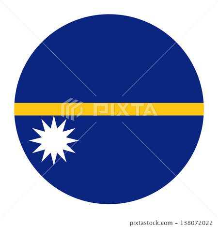Circular vector illustration of the Nauru flag, isolated on white background. 138072022