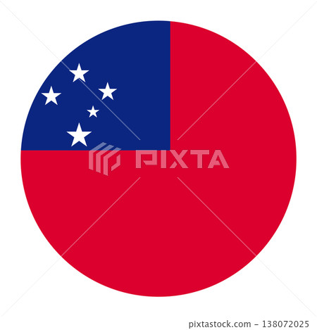 Circular vector illustration of the Samoa flag, isolated on white background. Circular vector illustration of the Samoa flag, isolated on white background. 138072025