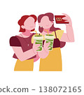Women taking photos with matcha drinks in hand; cafe hopping; matcha sweets 138072165