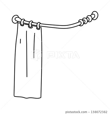 Bathroom shower curtain on a rod doodle vector coloring page outline illustration Bathroom shower curtain on a rod doodle vector coloring page outline illustration 138072382