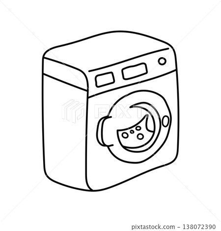 Washing machine appliance doodle vector coloring page line art outline drawing Washing machine appliance doodle vector coloring page line art outline drawing 138072390