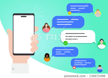 Online web communication and hands holding smartphones 138072496