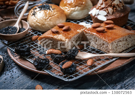 Assorted bakery on wire rack 138072563