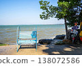 Seaside Bench and Tree at Windy Coast 138072586