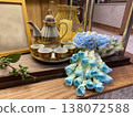 Tea Set with Blue Roses 138072588