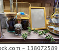 Coffee Beans and Tea Set Display 138072589