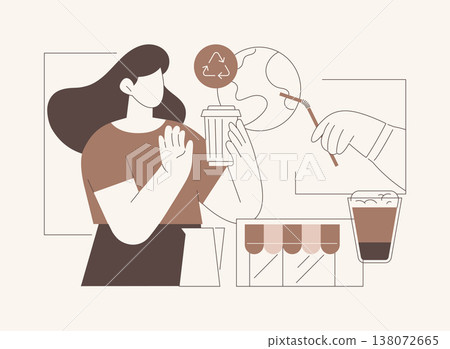 Refuse single-use plastic isolated cartoon vector illustrations. Refuse single-use plastic isolated cartoon vector illustrations. 138072665