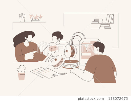3D printing isolated cartoon vector illustrations. 3D printing isolated cartoon vector illustrations. 138072673
