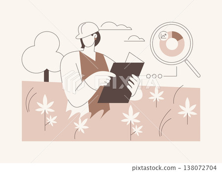 Examining cannabis plant isolated cartoon vector illustrations. Examining cannabis plant isolated cartoon vector illustrations. 138072704