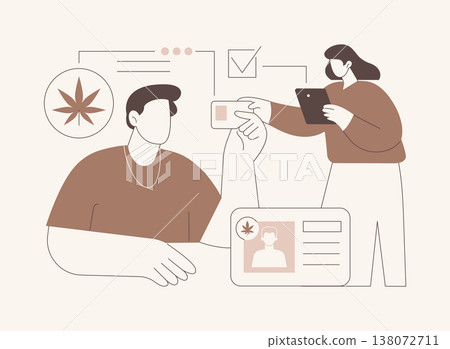 ID check at marijuana dispensary isolated cartoon vector illustrations. ID check at marijuana dispensary isolated cartoon vector illustrations. 138072711