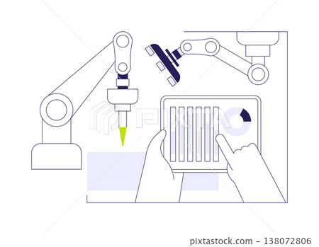 Industrial robotics isolated cartoon vector illustrations. 138072806