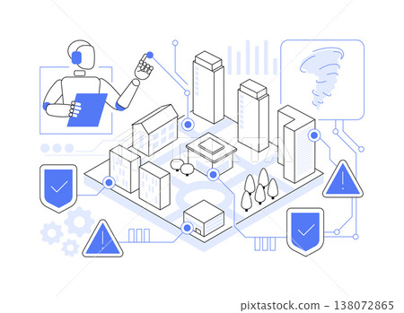 AI-Smart Infrastructure Resilience Analysis abstract concept vector illustration. 138072865