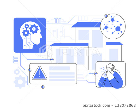 AI Enabled Disease Outbreak Detection in Shelters abstract concept vector illustration. AI Enabled Disease Outbreak Detection in Shelters abstract concept vector illustration. 138072868