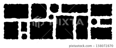 Organic frame grid with irregular edge shapes, bento box style layout. Abstract wavy rectangle set for modern web template, social media banner, collage, textbox, sticker, fluid contemporary design. 138072870