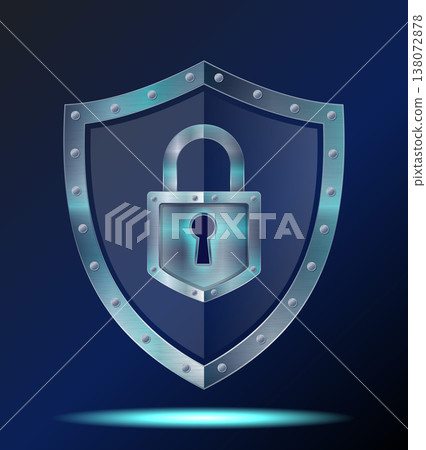 futuristic ai powered cyber security shield and padlock vector illustration futuristic ai powered cyber security shield and padlock vector illustration 138072878