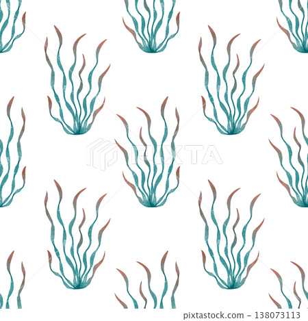 Seaweed watercolor seamless pattern 138073113