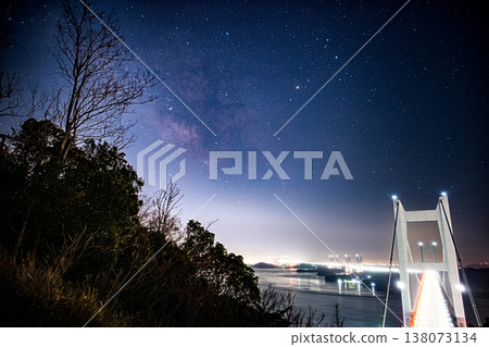 Washuzan, the giant tower of the Seto Inland Sea, rising into the night sky. Washuzan, the giant tower of the Seto Inland Sea, rising into the night sky. 138073134