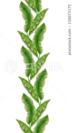 Tropical Banana Leaves Vertical Border 138073175