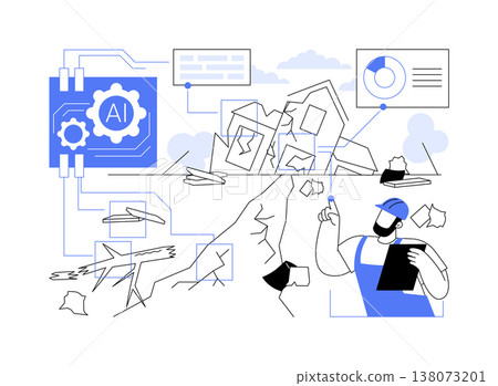 AI-Enhanced Real-Time Damage Assessment abstract concept vector illustration. 138073201