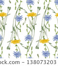 Wildflower watercolor seamless pattern 138073203