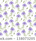 Cornflower watercolor seamless pattern 138073205
