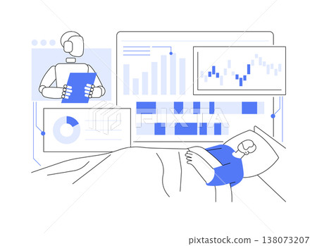 AI-Automated Sleep Pattern Analysis abstract concept vector illustration. 138073207