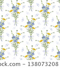 Wildflower bouquet watercolor seamless pattern 138073208