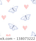Butterfly and Hearts Seamless Pattern 138073222