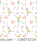 Dandelion heart watercolor seamless pattern 138073224
