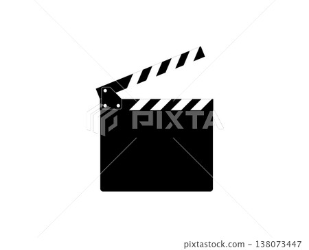 Classic Film Clapperboard Icon Representing Movie Production, Filmmaking, Direction and Cinema Creativity. Classic Film Clapperboard Icon Representing Movie Production, Filmmaking, Direction and Cinema Creativity. 138073447