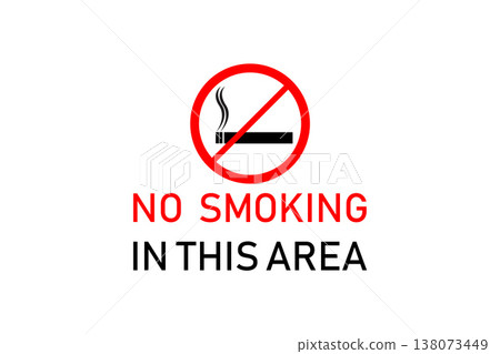 No Smoking In This Area Sign With Red Prohibition Symbol. 138073449