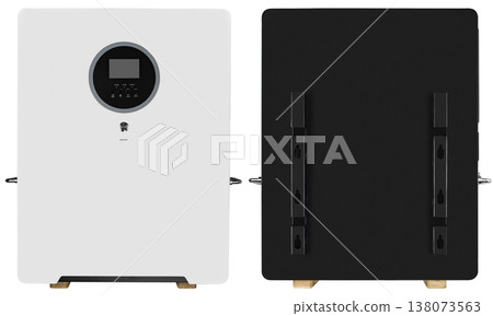 White laptop power adapter with a modern casing design, on a white background with isolation 138073563